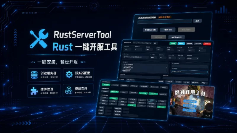 RustServerTool - 腐蚀一键开服工具 v1.2.3-Rust可狼插件网 | Rustnm - Rust插件网